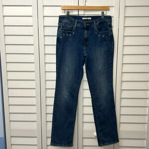 Levi’s 505 Straight Leg Stretch Floral Embroidered Jeans Size 29 Medium Wash